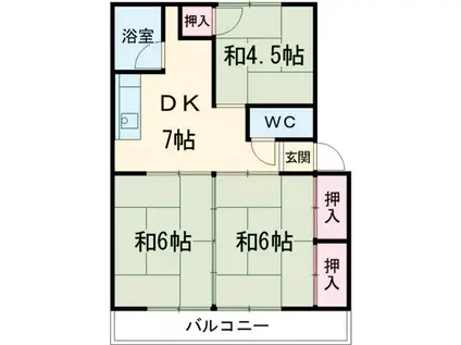 ハイツモリモト(3DK/1階)の間取り写真