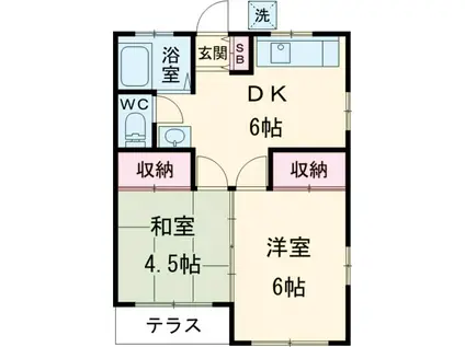 吉田コーポ(2DK/1階)の間取り写真