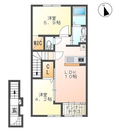 SANTIE TERRAIN(2LDK/2階)の間取り写真