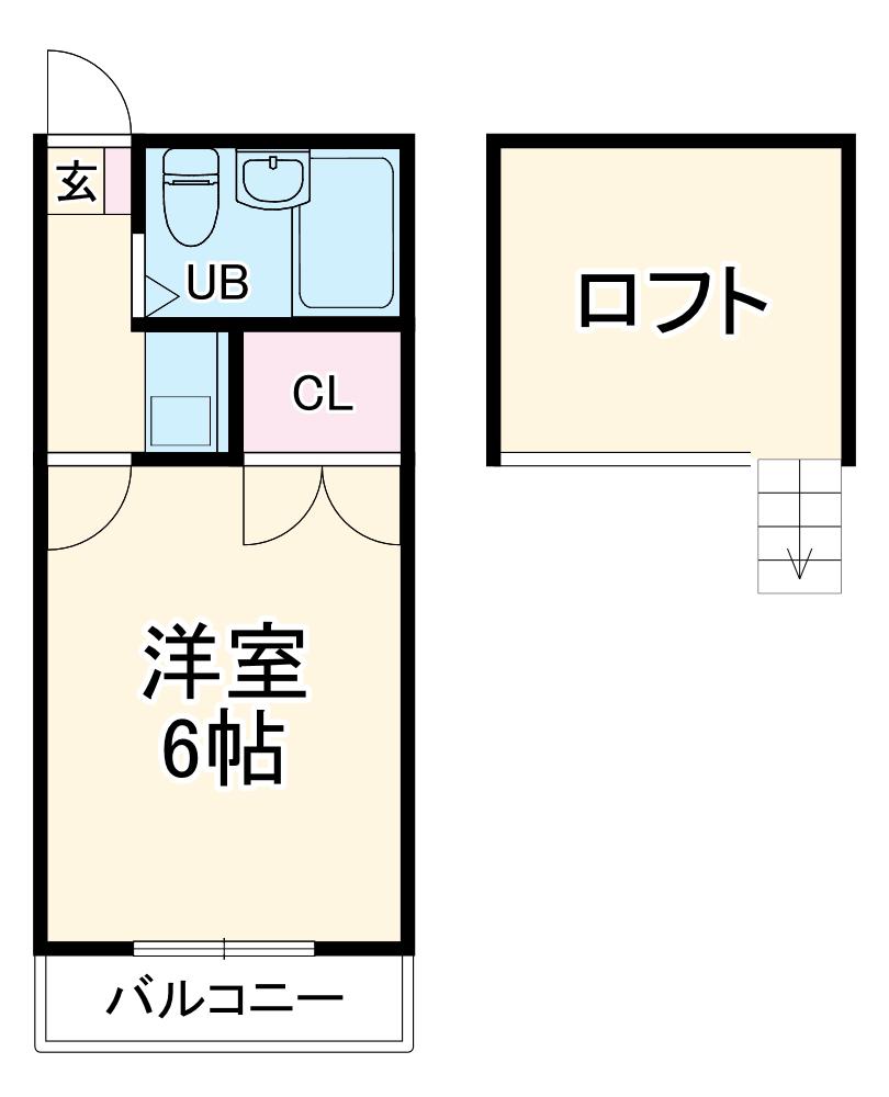 クレールハイツ柏(1K/2階)の間取り写真