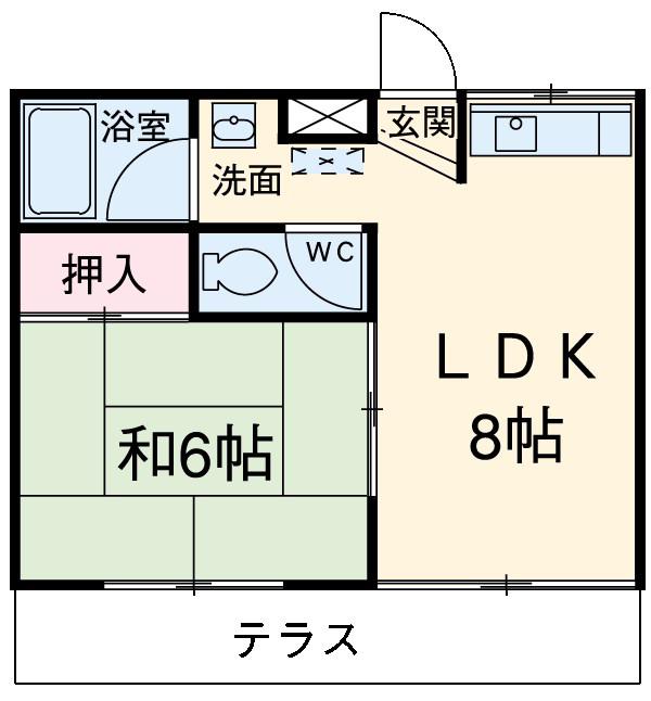 ルミエール富士(1DK/1階)の間取り写真