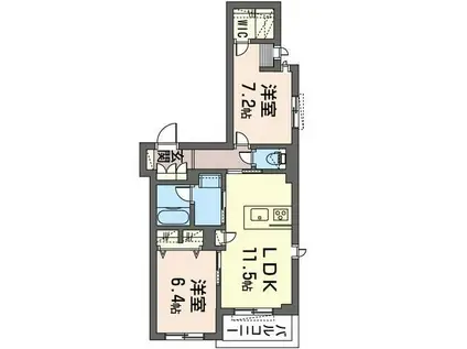 京王電鉄京王線 京王八王子駅 徒歩7分 3階建 築4年(2LDK/1階)の間取り写真