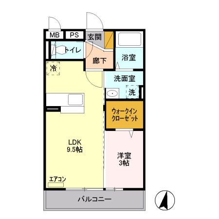 ユヌファシリテ(1LDK/1階)の間取り写真
