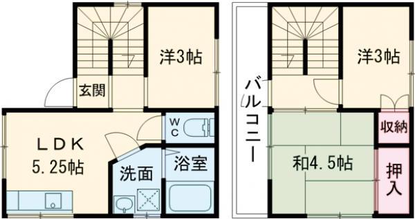 東北本線 宇都宮駅 徒歩19分 2階建 築54年(3DK)の間取り写真