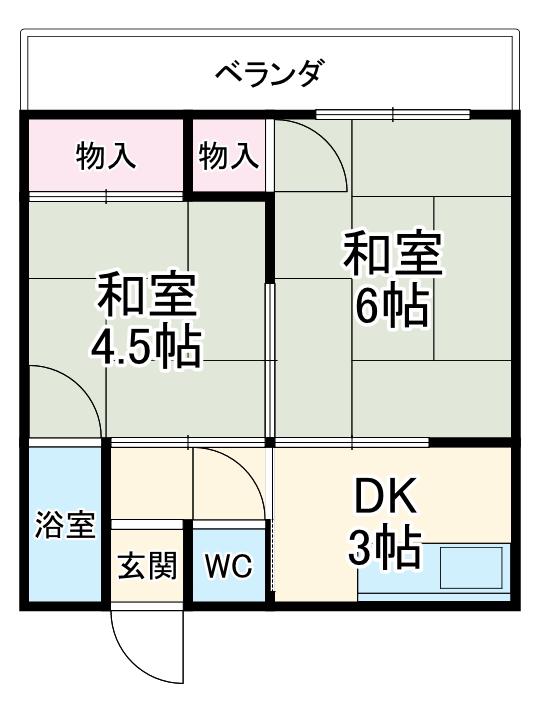 小西第一(2DK/2階)の間取り写真