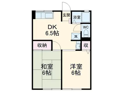 シティハイム ハウスM3(2DK/1階)の間取り写真