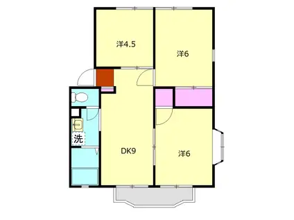 ル・ショコラB(3DK/1階)の間取り写真