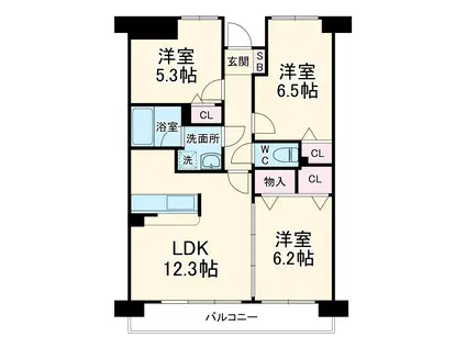 グランドエンブレム横浜(3LDK/2階)の間取り写真