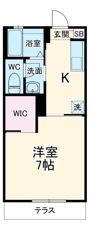 クレセント A棟(1K/2階)の間取り写真