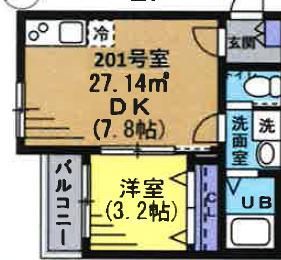 AJ西船橋003(1DK/2階)の間取り写真
