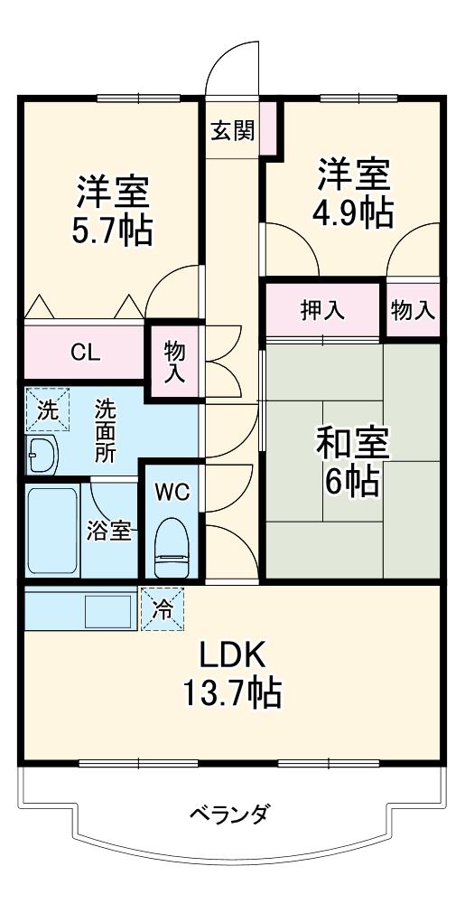 ドゥ・フォレストⅡ(3LDK/2階)の間取り写真