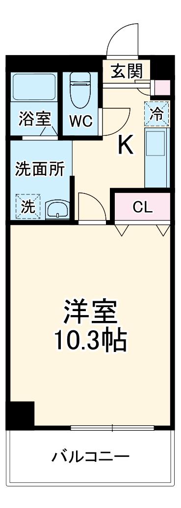 アンプルール フェール BATEAU Ⅰ(1K/2階)の間取り写真