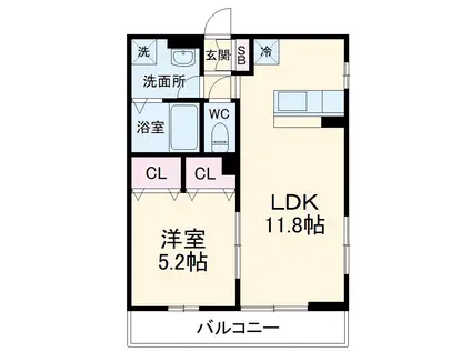 リブリ・DJ(1LDK/2階)の間取り写真