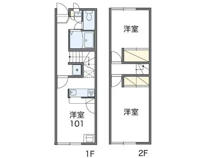 レオパレスクゥラージュⅡ(2DK/1階)の間取り写真