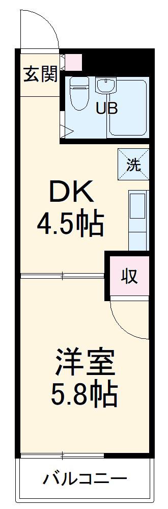 リリーハイツ北越谷(1DK/1階)の間取り写真