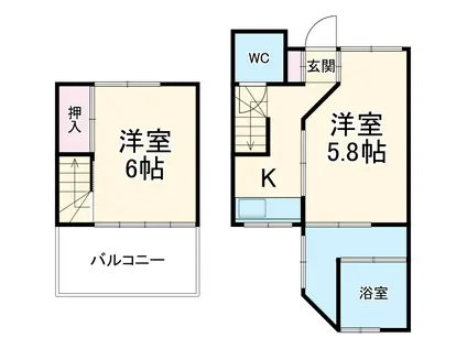京成電鉄本線 京成大和田駅 徒歩7分 2階建 築57年(2K)の間取り写真