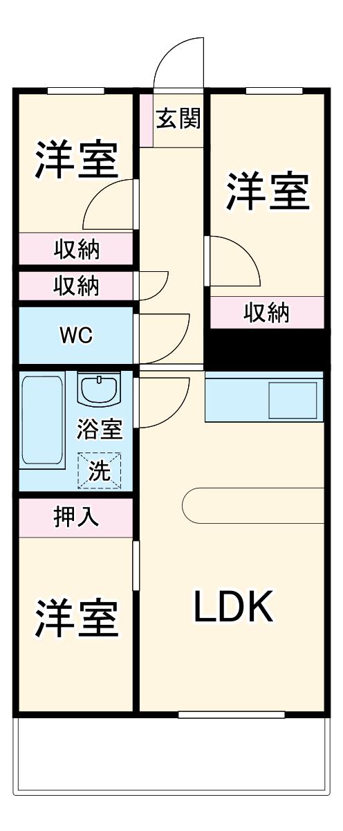 ルネ大宮コートハウス(3LDK/3階)の間取り写真