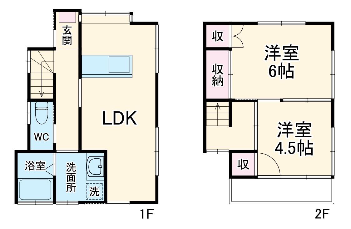 総武・中央緩行線 市川駅 バス乗車時間：20分 曽谷坂上バス停で下車 徒歩4分 2階建 築42年(2LDK)の間取り写真