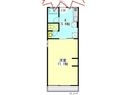 シティハイムルグラン(1DK/2階)の間取り写真