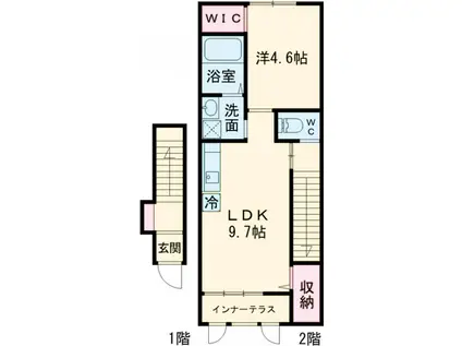 雨ヶ谷アパート(1LDK/2階)の間取り写真