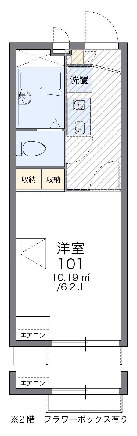 レオパレス八幡(1K/1階)の間取り写真