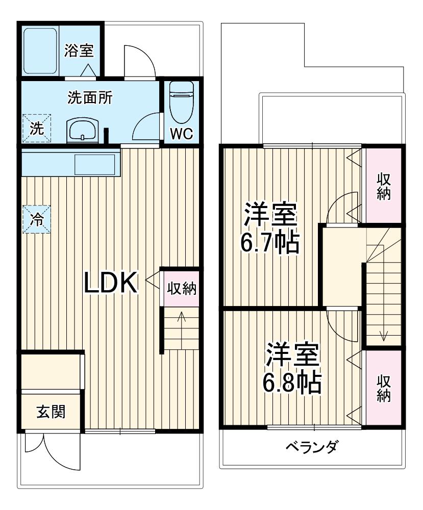 京福嵐山本線 山ノ内駅(京都) 徒歩2分 2階建 築62年(2LDK)の間取り写真
