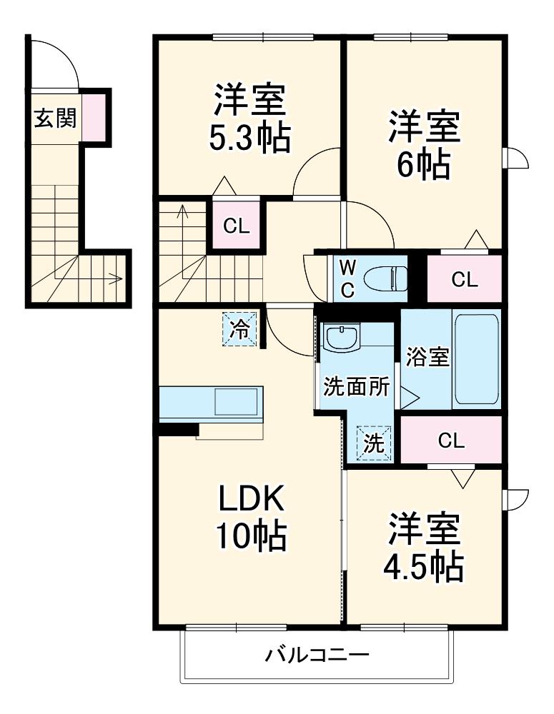 サントビーレジデンスⅠ(3LDK/2階)の間取り写真