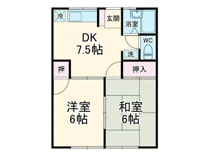 第三グリーンハイツウチダ(2DK/1階)の間取り写真