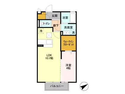 エレファントⅥ(1LDK/1階)の間取り写真