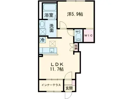 シェルルスターテラス今泉新町(1LDK/1階)の間取り写真