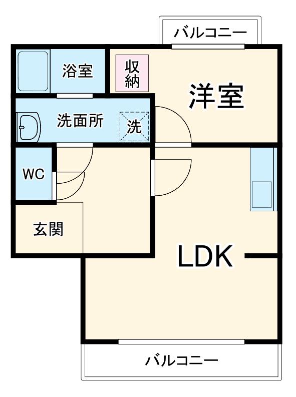 大塚ハイツA(1LDK/1階)の間取り写真
