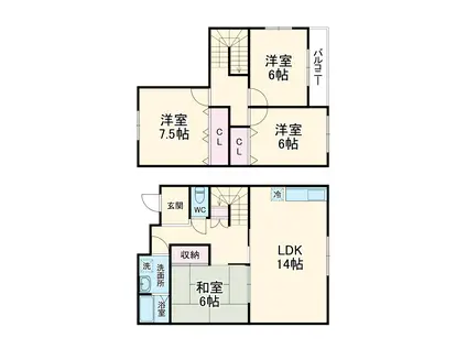 ディアコートK(4LDK)の間取り写真