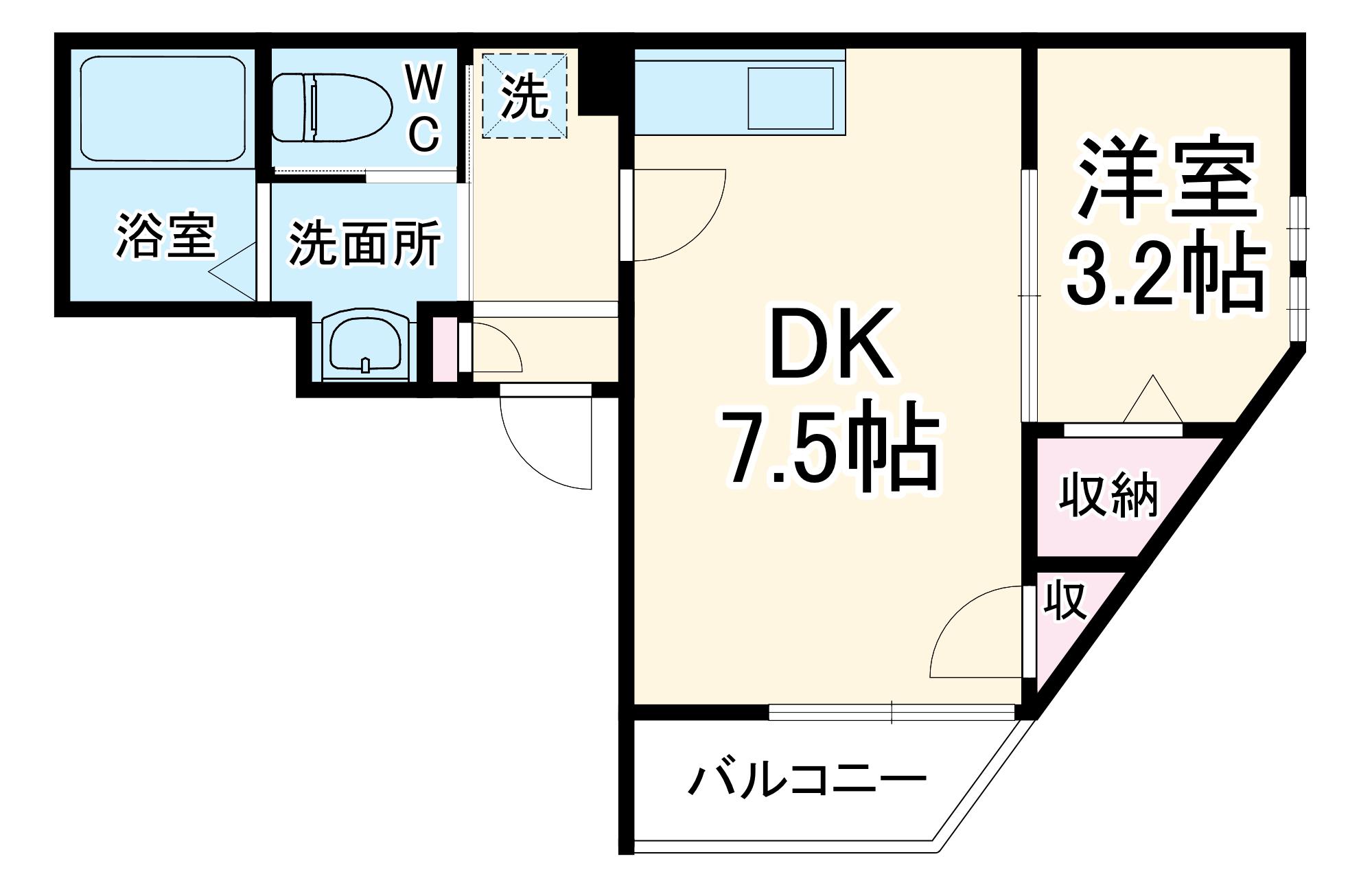 MARK DUO狭山Ⅲ(1DK/2階)の間取り写真