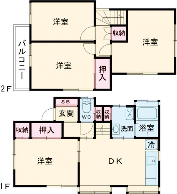 千代田・常磐緩行線 金町駅 徒歩36分 2階建 築42年(4DK)の間取り写真