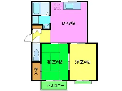 ハイツM(2DK/1階)の間取り写真