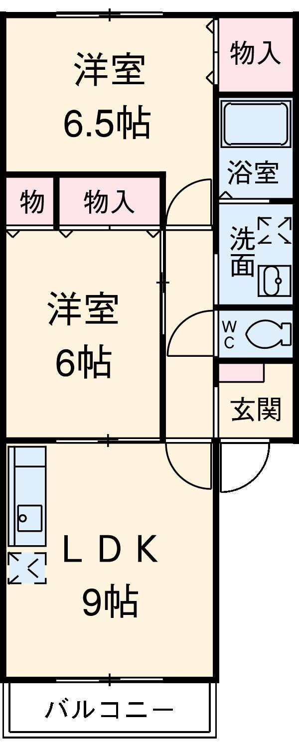 オラシオン(2DK/2階)の間取り写真