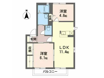 バリュージュ桜堤A(2LDK/2階)の間取り写真