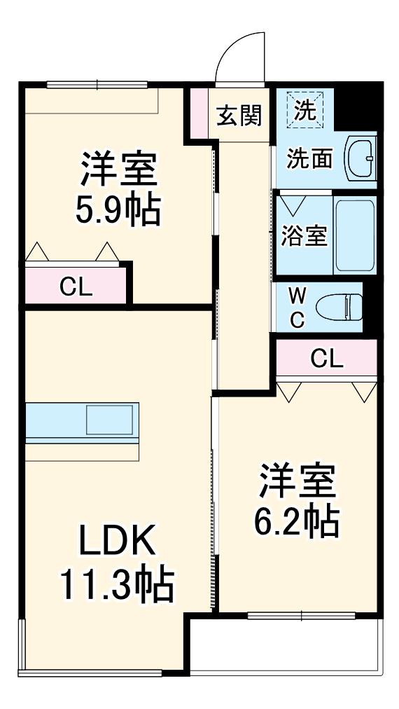ソレイユ(2LDK/3階)の間取り写真