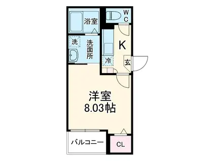 JACK HOSHOⅢ(1K/1階)の間取り写真