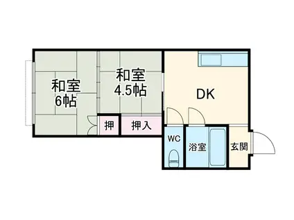 第一昭和荘B棟(2DK/2階)の間取り写真