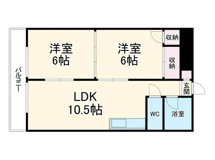 シャトー松葉(2LDK/4階)の間取り写真