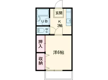 アシカワコーポB棟(1K/2階)の間取り写真