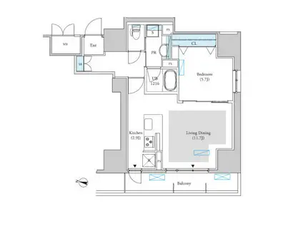 ロイジェントパークス千葉中央(1LDK/14階)の間取り写真