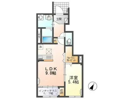 メゾン・ド・オリオン(1LDK/1階)の間取り写真