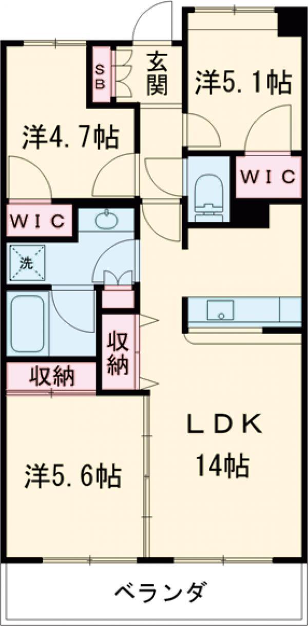 センチュリーつくばみらい平 A棟(3LDK/12階)の間取り写真