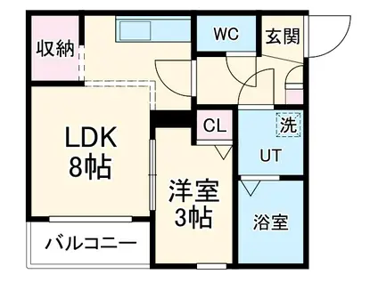 メイクスR伝馬公園(1LDK/1階)の間取り写真