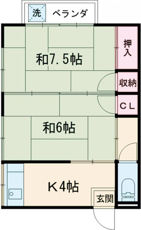 新井田荘(2K/2階)の間取り写真