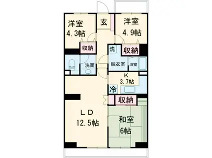 取手中央タウンG棟(3LDK/5階)の間取り写真