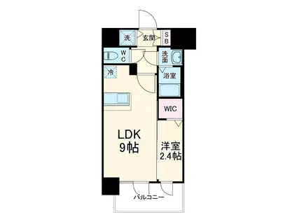 CREST TAPP志賀本通(1LDK/13階)の間取り写真