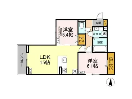 D-ROOM神明町(2LDK/3階)の間取り写真